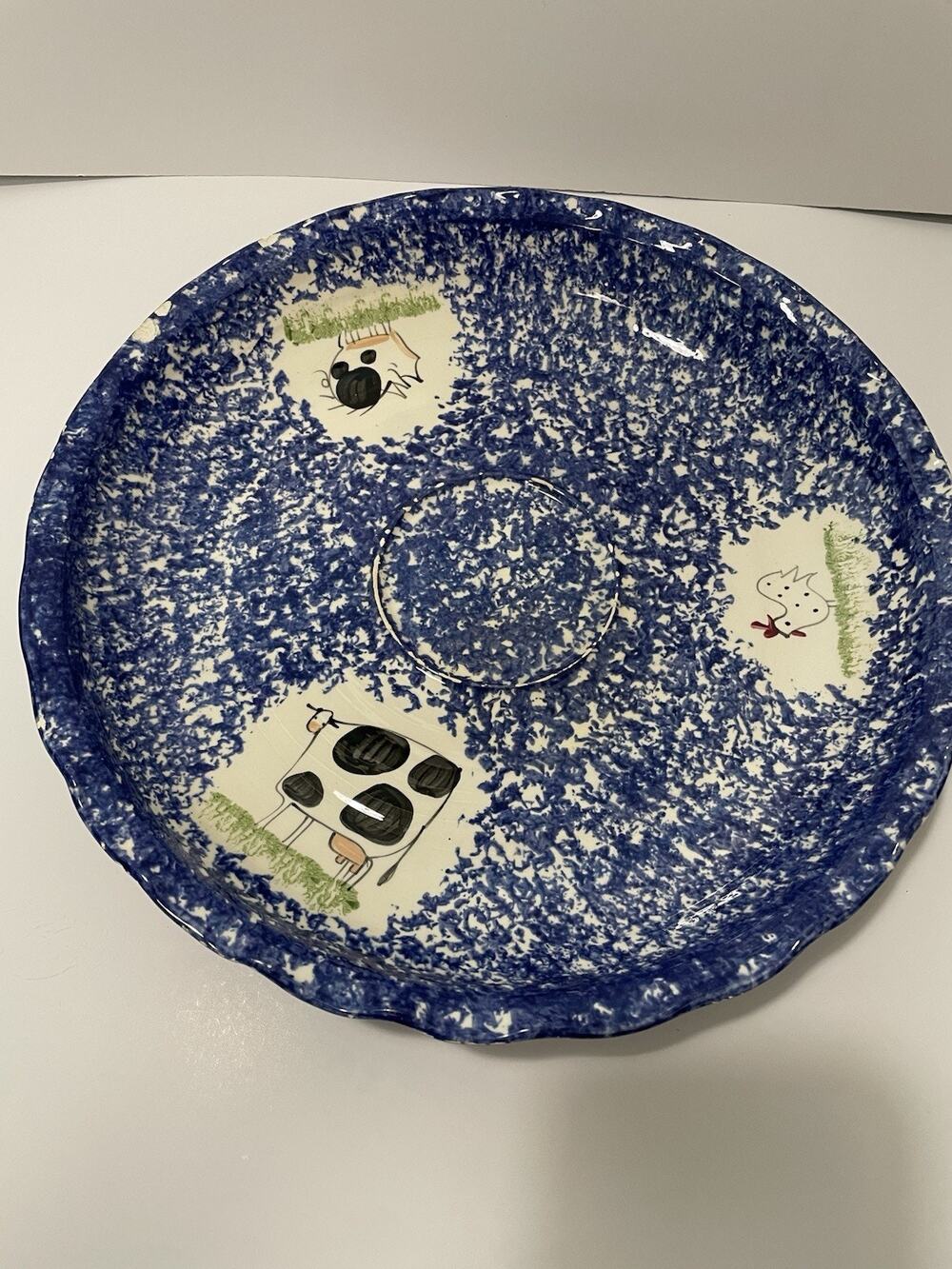 Molly Dallas Spatterware Serving Bowl Farm Animals Cottagecore Country